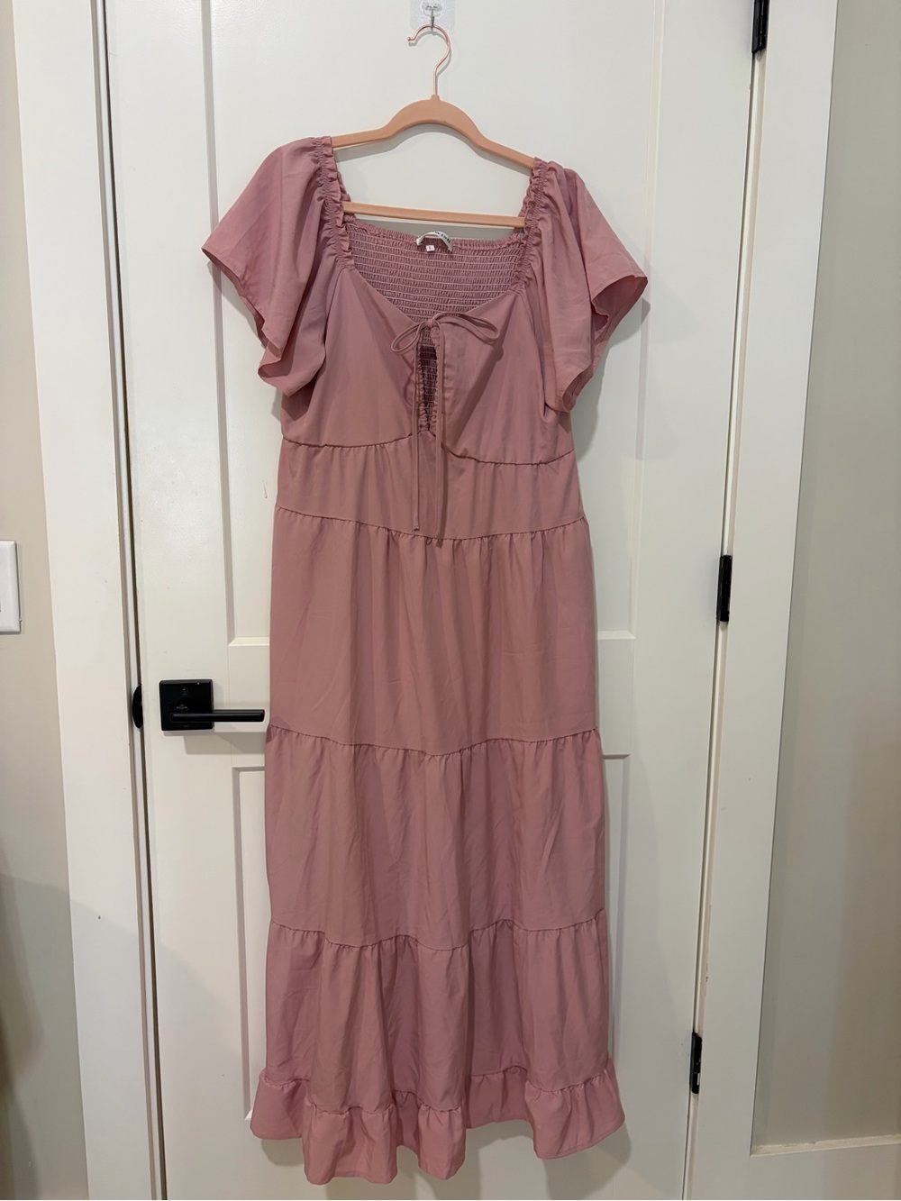 ECOWISH Dusty Rose Pink Tiered Maxi Dress Size L